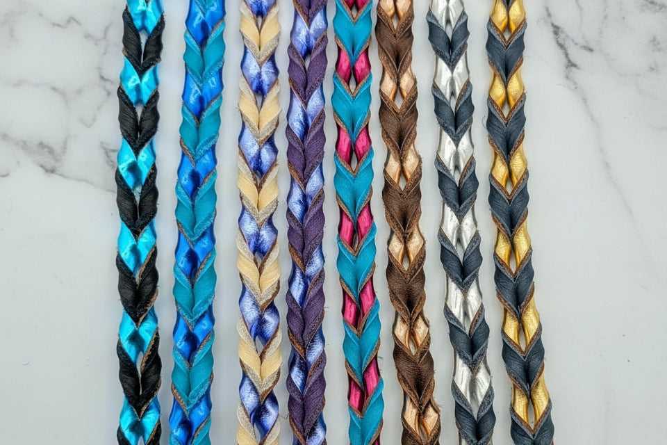 Suggested color combinations of soft leather primary with metallic leather secondary