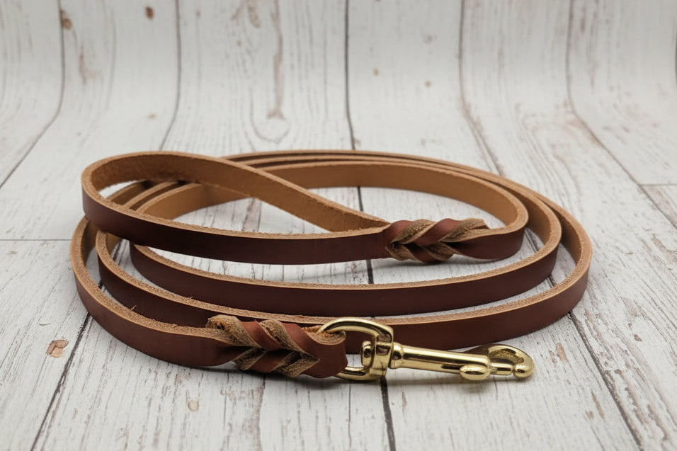 Golden Chestnut leash with gold snap