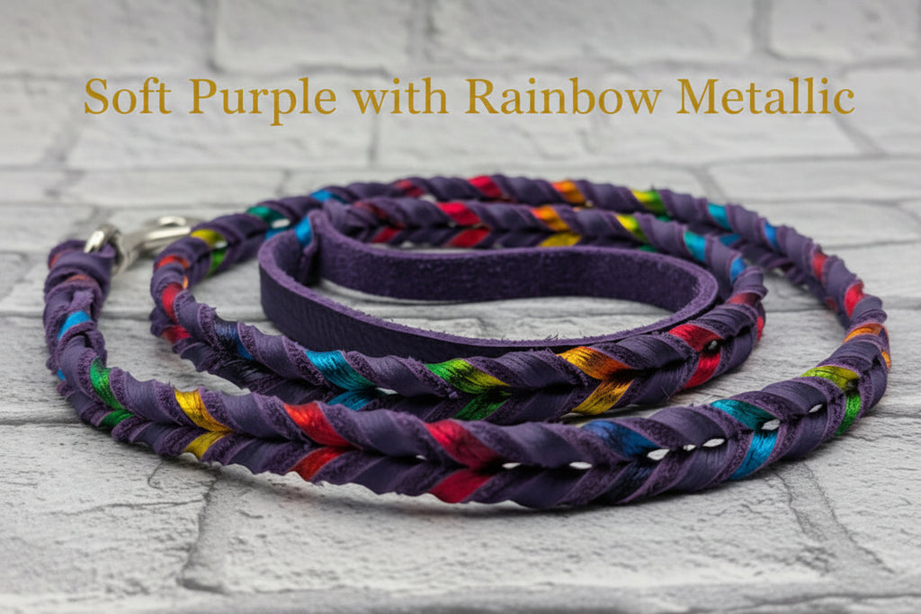 Metallic Braided Leather Leash