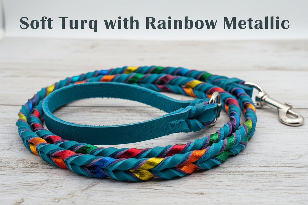 Metallic Braided Leather Leash