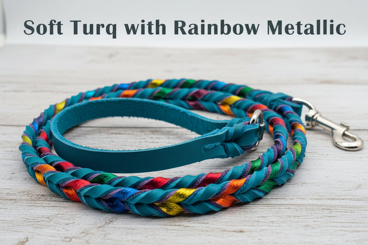 Metallic Braided Leather Leash