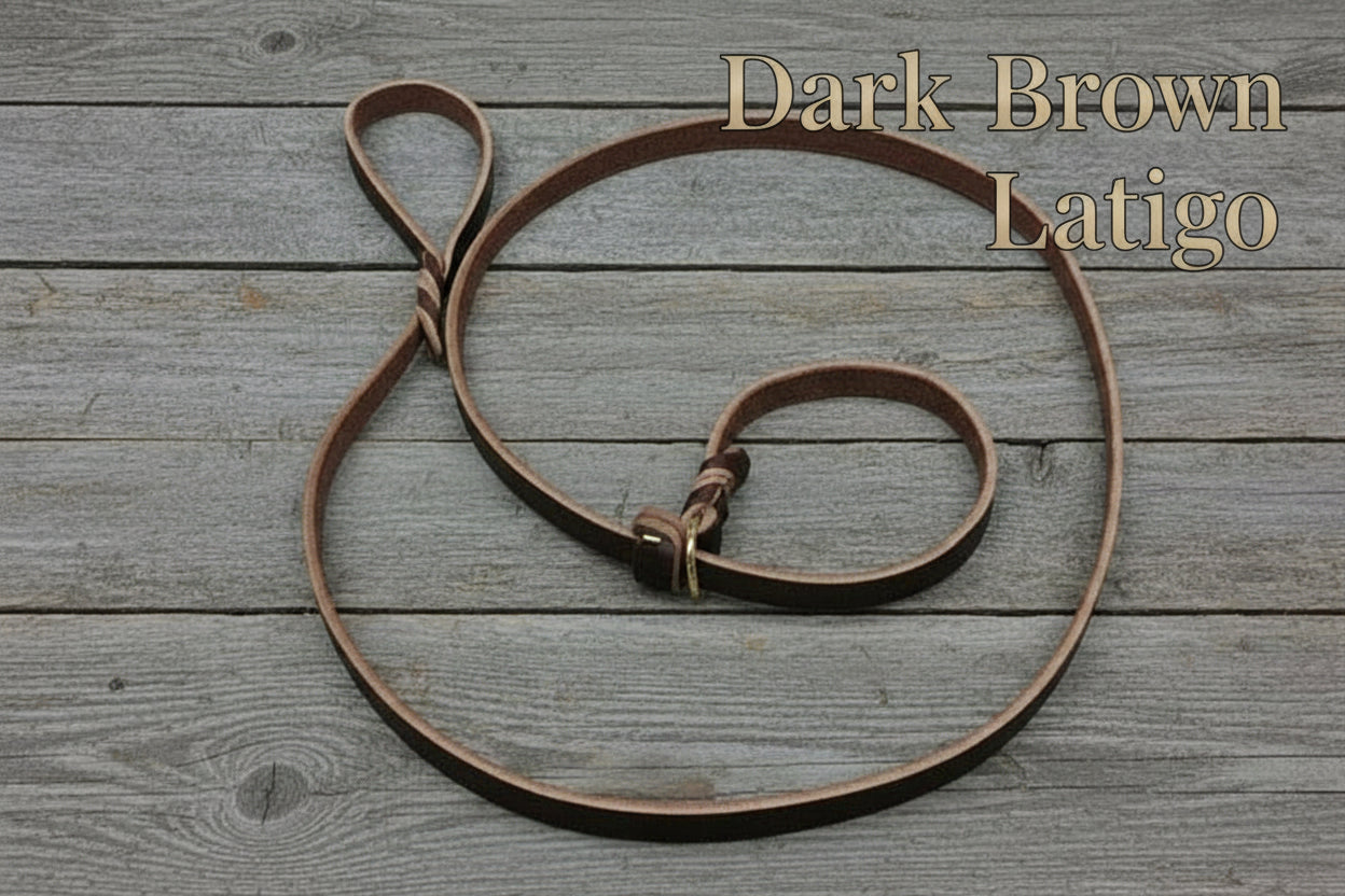 Dark brown slip leash in edged leather