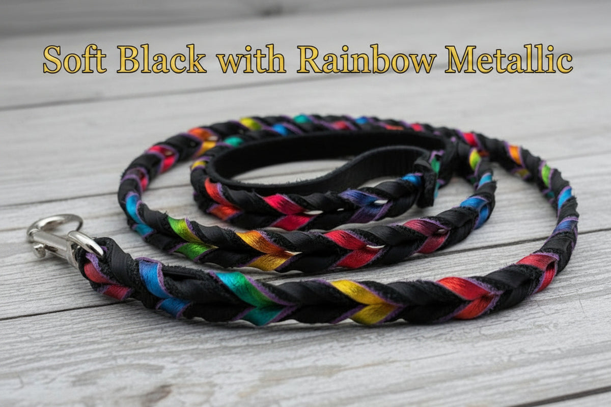 Metallic Braided Leather Leash
