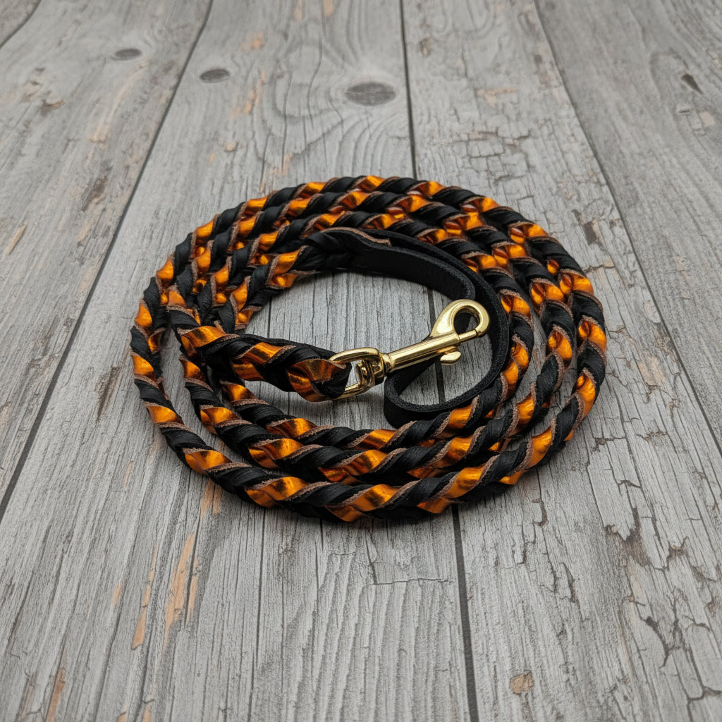Metallic Braided Leather Leash